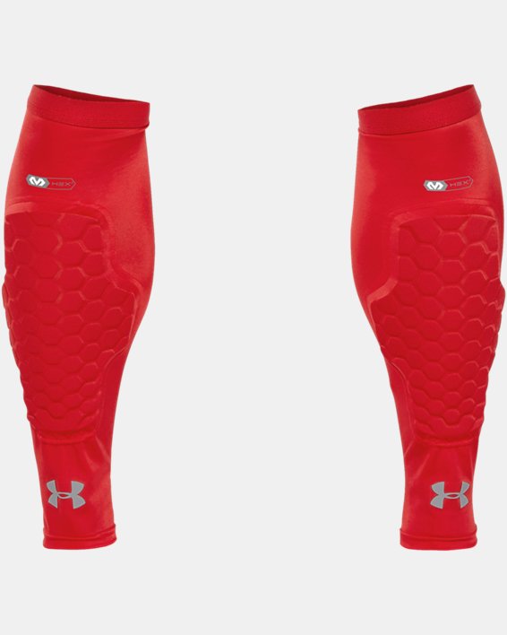 Men's UA Gameday Armour Pro Padded Leg Sleeves, Red, pdpMainDesktop image number 0